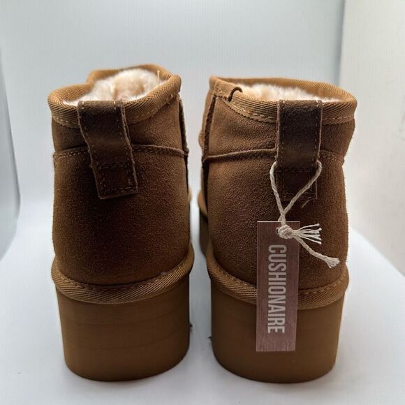 CUSHIONAIRE Women's Genuine Suede pull platform boot +Memory Foam 9.5 CHESTNUT - Picture 4 of 7